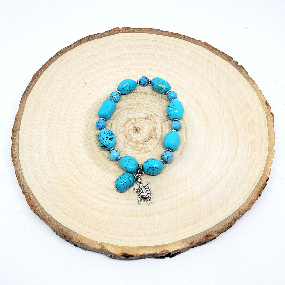 Semi-Precious Stone Bracelet with Charm various options; by