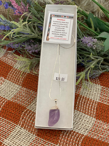 Amethyst Necklace - smooth stone