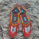 Large Beaded Fringe Earrings - SunHeart Rises Designs