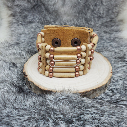 5 Row Cuff Bracelet - Antique Buffalo Bone