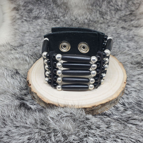 5 Row Cuff Bracelet - Black Buffalo Horn