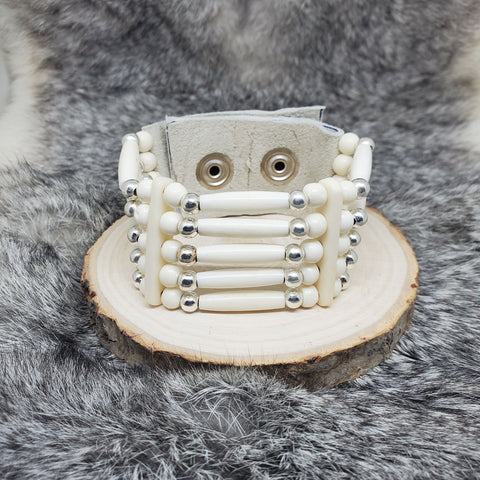 5 Row Cuff Bracelet - White Buffalo Bone