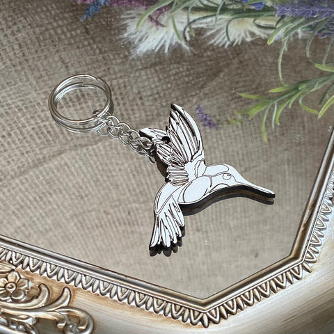 Wooden Cut Hummingbird Keychains; by Nica's
