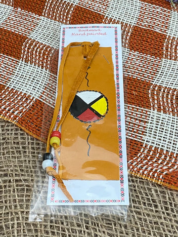 Leather hand-painted bookmarks - Medicine Wheel; by Nica's