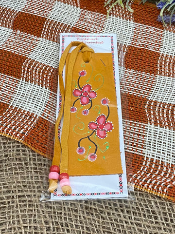 Leather hand-painted bookmarks - Flowers; by Nica's