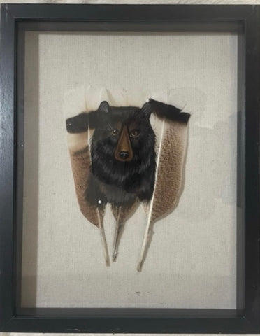 Bear - Framed Painted Turkey Feathers