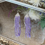 Jellyfish Fringe Earrings - Purple & Silver