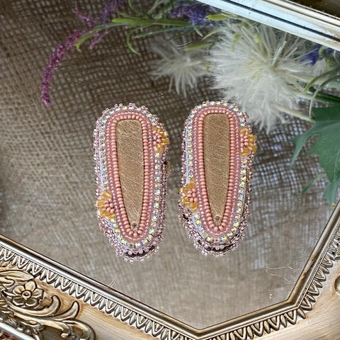 Fiber Center Beaded Earrings - Shades of Pink