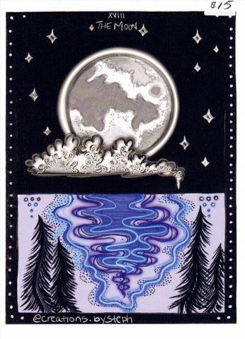 "The Moon' Tarot Print (Black Background) - Creations by Steph