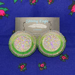 Large Green Tree of Life Beaded Earrings