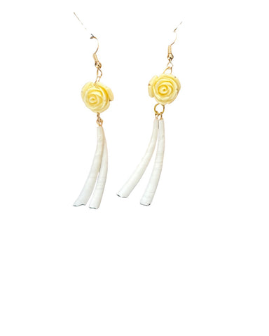 Double Dentalium Rose Earrings; By Auntie Maymie & Nana Creations