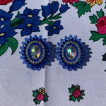 Small Dark Blue Beaded Earrings