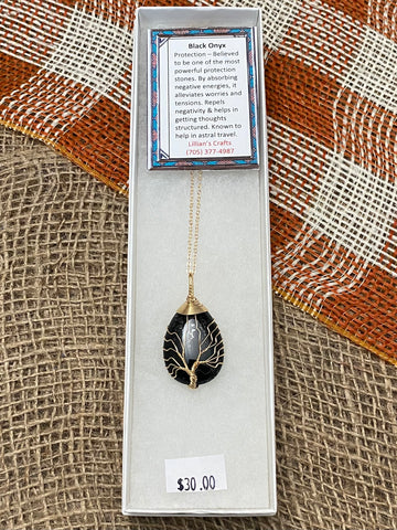 Tree of Life Wire Wrapped Necklaces - Black Onyx