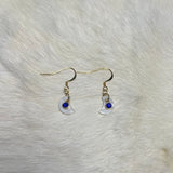 Cresent Moon Shell Earrings with Charm - various options