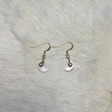 Cresent Moon Shell Earrings with Charm - various options
