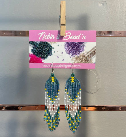 Brick Stitch Earrings with Fringe by: nebin is bead'n