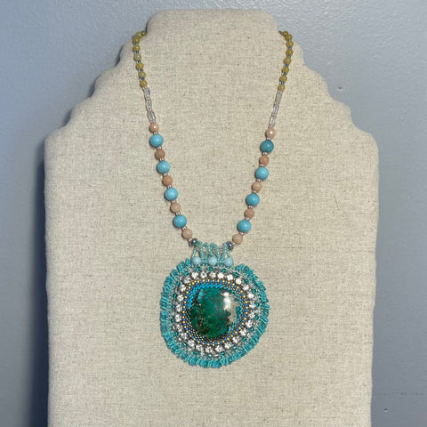 Green Turquoise Necklace by: nebin is bead'n