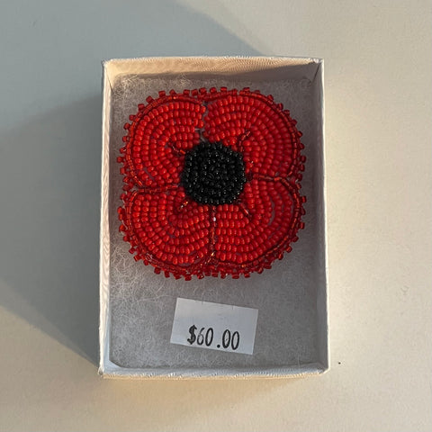 Beaded Poppy Pin; by Lillian's Indiancrafts