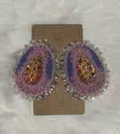 Orange Cab Pink & Purple Beaded Earrings; by Auntie Maymie & Nana Creations