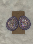 White Cab Purple Beaded Earrings; By Auntie Maymie & Nana Creations