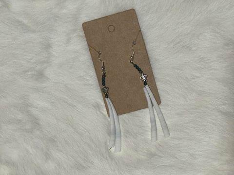 Double Dentalium Silver Turtle Earrings; by Auntie Maymie & Nana Creations