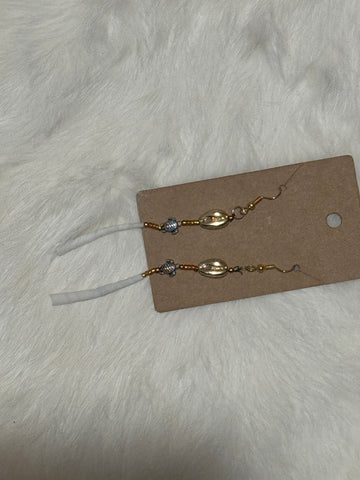 Single Dentalium Gold Shell & Turtle Earrings; by Auntie Maymie & Nana Creations