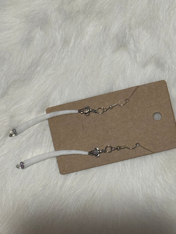 Single Dentalium Silver Turtle Earrings; by Auntie Maymie & Nana Creations