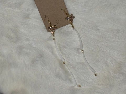 Single Dentalium 2 Tier Gold Flower Earrings