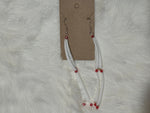 Red Bead Double Dentalium 2 Tier Earrings; by Auntie Maymie & Nana Creations