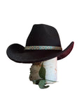 Black hat with removable beaded band; by Auntie Maymie & Nana Creations