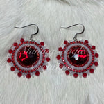 Red & White Beaded Earrings