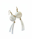 Round White Double Dentalium Earrings Gold By; AuntieMaymie & Nana Creations