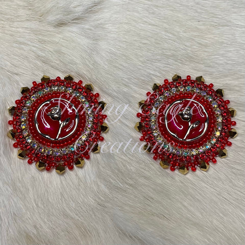 Red & Gold Beaded Earrings