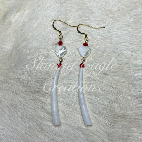 Red Dentallium Shell Earrings