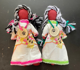 Faceless Dolls - dress with wooden medallion; by Wandering Buffalo