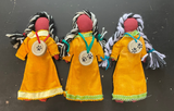 Faceless Dolls - dress with wooden medallion; by Wandering Buffalo