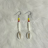 Bone Hairpipe & Cowry Shell Earrings - various colours