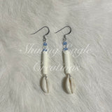 Bone Hairpipe & Cowry Shell Earrings - various colours