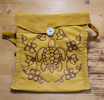 Leather Purse with Flower Sketching; by Caroline Lackey's Hand Made Crafts