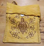 Leather Purse with Flower Sketching; by Caroline Lackey's Hand Made Crafts