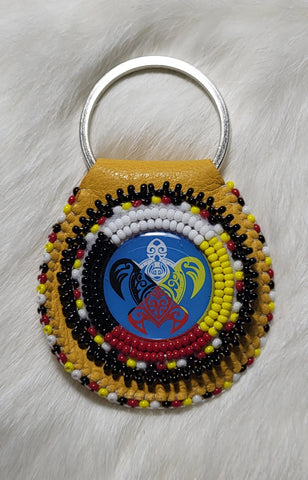Beaded Hide Keychains; by Caroline Lackey