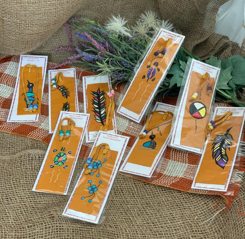 Leather hand-painted bookmarks; by Nica's