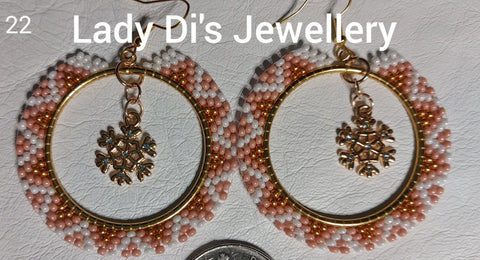 Round Earrings - Pink & Gold