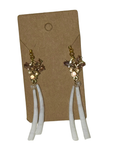 Double Dentalium Gold and Pink Flower Earrings; by Auntie Maymie & Nana Creations