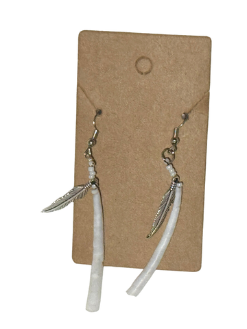 Single Dentalium Feather Earrings; by Auntie Maymie & Nana Creations