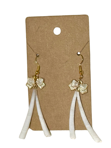 Double Dentalium Bow Earrings; By Auntie Maymie & Nana Creations