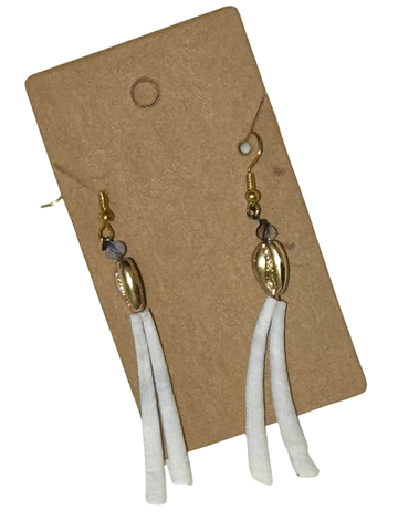 Double Dentalium Gold Shell Earrings; by Auntie Maymie & Nana Creations