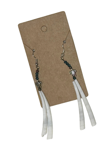 Double Dentalium Silver Turtle Earrings; by Auntie Maymie & Nana Creations