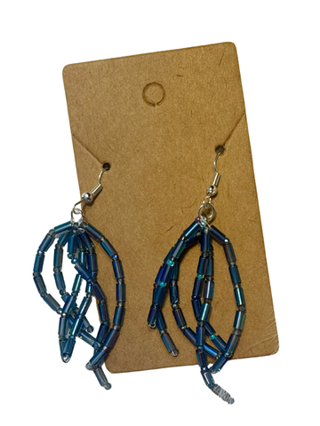 Blue Glass Bead Earrings; By Auntie Maymie & Nana Creations