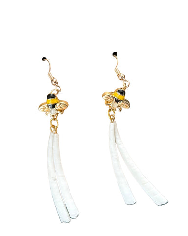 Double Dentalium Bumble Bee Earrings; By Auntie Maymie & Nana Creations